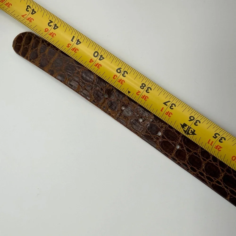 Expanso Vintage Genuine Alligator Leather Belt Brown Gold Buckle Size 38 READ - Picture 7 of 7